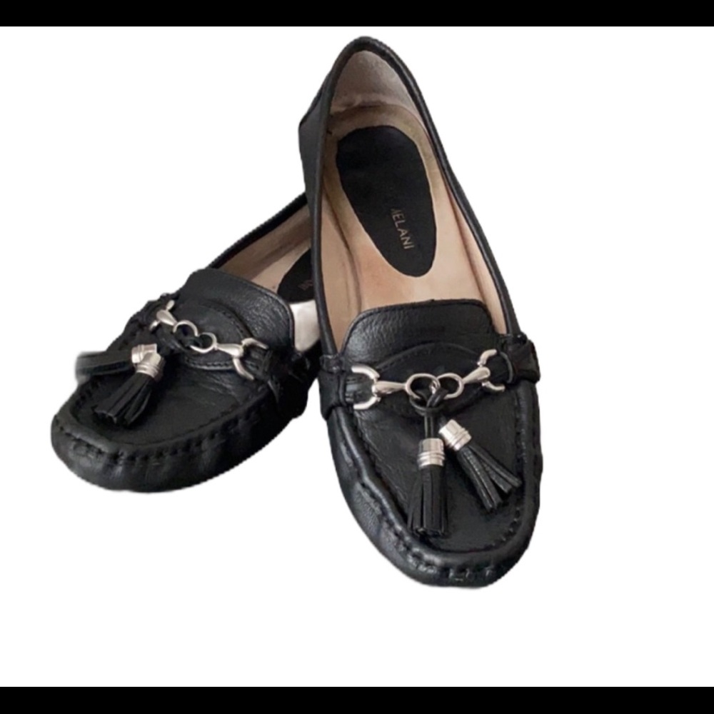 Antonio Melani Black Leather Loafers Moccasins 8